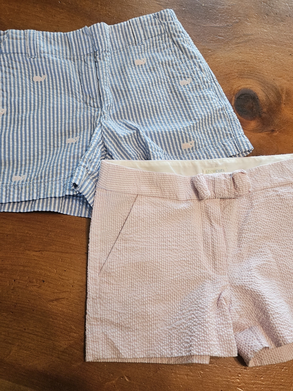 Vineyard Vines Blue Striped Whale & Pink Crewcuts Seersucker Girls Shorts.